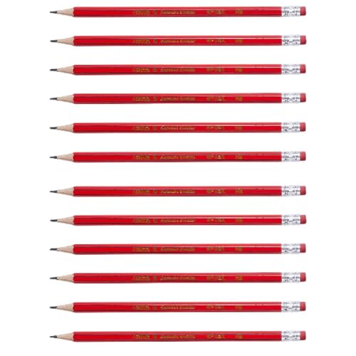 SagaSave HB Pencils Set, 12PcsKids Writing Graphite Pencils with Sharpener & Eraser for School and Office Use (Red)