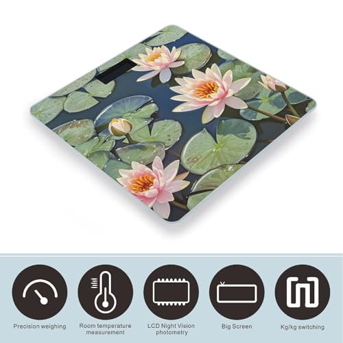 Báscula Digital de Baño con Diseño Floral y Pantalla LCD miniatura 3