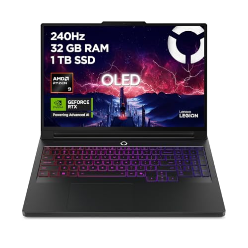 Lenovo Legion Pro 7 Gaming AI Laptop | 16 WQXGA OLED 240Hz Display | AMD Ryzen 9 9955HX | 32GB RAM | 1TB SSD | NVIDIA GeForce RTX 5070Ti | Windows 11 | QWERTZ | Schwarz | 3 Monate GamePass