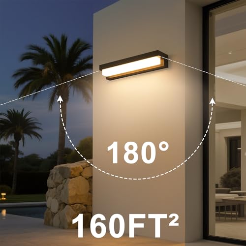Boajuna Outdoor Solar Wall lamp, Dusk to Dawn Motion Sensor Lantern with 3 Lighting Modes, Wireless Exterior Solar Porch Lights Wall Mount Patio Fence Outdoor Light Fixture