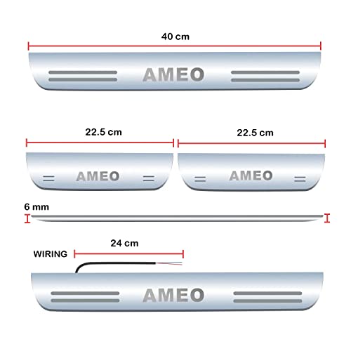Image of Door Sill /Foot Step Stainless Steel Plates Compatible with Volkswagen Ameo (Set of 4 Pcs)