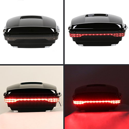 Image of ECOTRIC King Motorcycle Storage Trunk Compatible with 2014-2024 Harley Touring w /Brake Turn Tail Light Lamp w /Latches w /Hinges