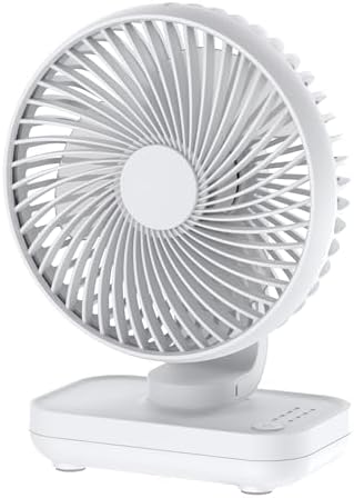 Silent Desk Fan, 4000mAh USB Rechargeable Battery Portable Table ...