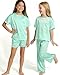 Petite&Me 3-Piece Girls Pajamas Set, Soft Short Sleeve Shirt with Pants & Shorts for Kids Teens