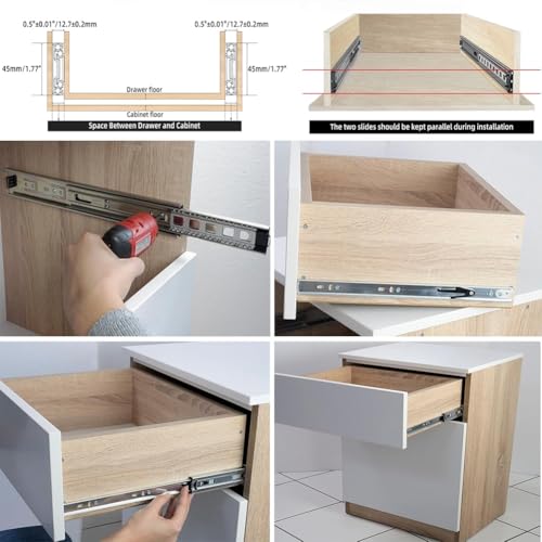 Guías de cajón de tres pliegues con extensión completa y carga de 45 kg 6
