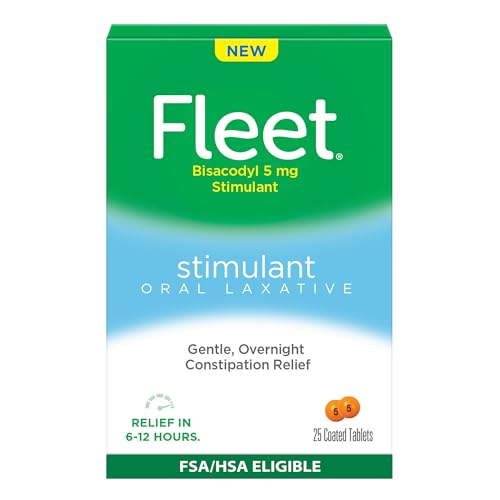 Fleet Oral Laxative Tablets for Overnight Constipation Relief for Adults, Stimulant Laxative, 25 Count
