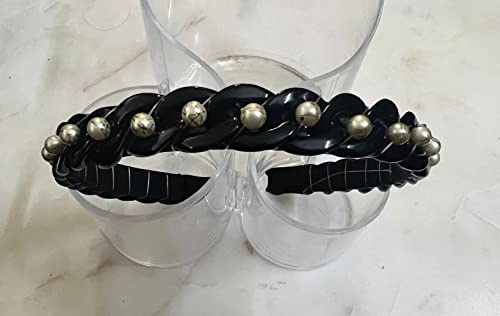 Image of Elegant&Exclusive Women's Fashion Chain Stones Hairbands /Headbands from Our Embellished Collection Useful for Girls & Women (Black Chain)