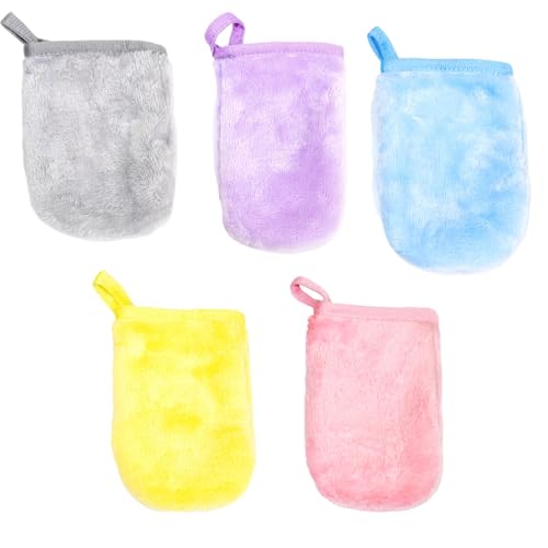 DLPRK 5 piezas Toalla de limpieza de microfibra para la cara, Toalla para quitar maquillaje, Guante para desmaquillar, Toallas para desmaquillar reutilizables