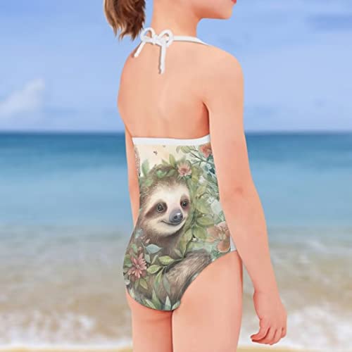 Image of Pinupub Girls Cute Swimsuit One Piece Bathing Suit Sleeveless Halter Neck Swimwear Beachwear