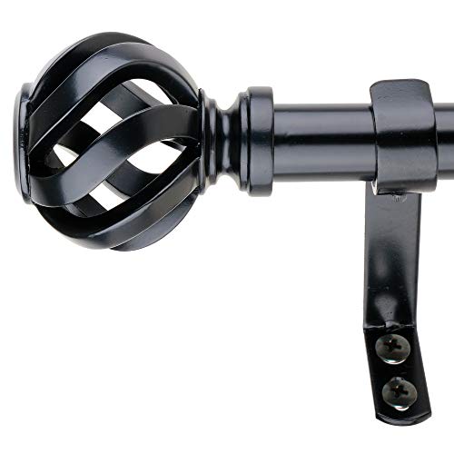 Decopolitan 1" Cage Curtain Rod, 72 To 144 Inches, Black #TOP26