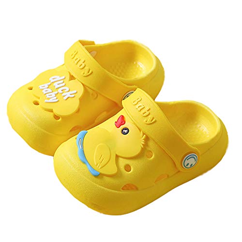 Wzcslm Cartoon Animal Flip Flop Sandals Kids Boys&Girl Hole Shoes Clogs (7-7.5 Toddler, Yellow, Numeric_7) #TOP16