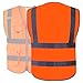 JKSafety 9 Pockets Class 2 High Visibility Zipper Front Safety Vest With Reflective Strips,Meets ANSI/ISEA Standard (150 Orange L)