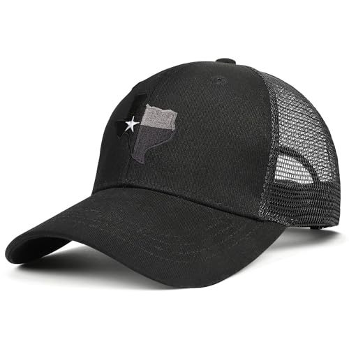 Adjustable Black Texas State Flag Trucker Hat Mesh Baseball Cap with Embroidered Patch for Men Women