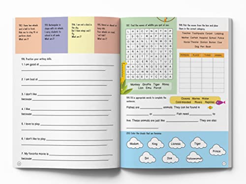 Image of 201 English Activity Book: Fun Activities and Grammar Exercises | Alphabet & Words, Rhyming & Opposites | Ages 5-9 | 4+ Hours of Interactive Learning