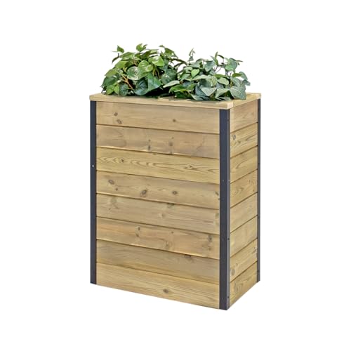 Hortalia Nidum Jardinera de Madera tratada con Sistema de autorriego – Capacidad 32 L – Interior y Exterior (60x34x80)