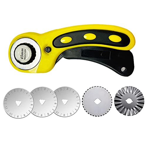 Cabadei 45mm Cortadora de tela Con 5 Cuchillas Reemplazables, Cortado Rotativo, Cortar Telas de Costura, Cortador Tela Costura, para cortar tejidos de costura, manualidades, etc Cover