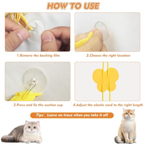Image of Cat Toys, Hanging Spring Toys for Cats, Interactive Cat Playing Toy with Feathers and Crinkle Paper, Kitten Toys for Indoor Play, 2-Pack