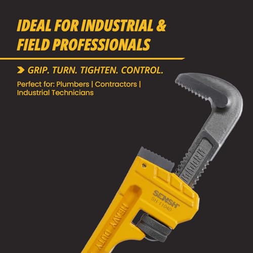 Image of Heavy Duty 18 In Pipe Wrench | Forged Carbon Steel With Cr-Mb Jaw | Precise Clamping Teeth Design For Strong Grip |TPR Soft Grip Handle | Max Pipe Size 2-1 /2 inch, Plumbing, Home and Professionals