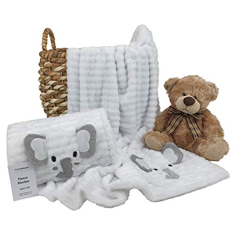 Manta de forro polar suave unisex para bebé, cuna, moisés, cesta de elefante