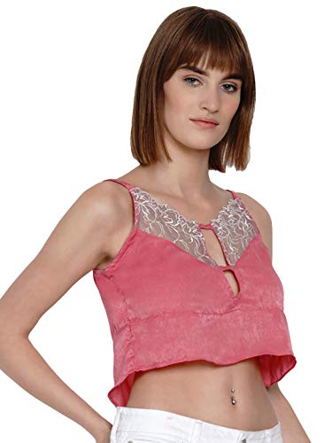 Image of EROTISSCH Women Pink Self Design Tank Top