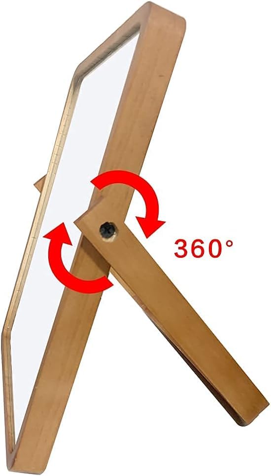 Espejo de maquillaje rectangular de madera sólida miniatura 4