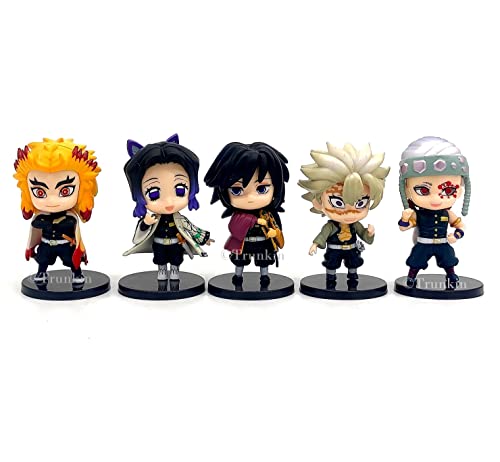 Image of Trunkin Demon Slayer Hashira Mascot Shinobu Kocho Giyu Tomioka Tanjiro Kamado Gyomei Himejima Kyojuro Rengoku Chibi Small Action Figure Set of 5 Model A Kimetsu no Yaiba Anime Figurines