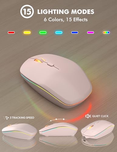 Image of Wireless Keyboard and Mouse Combo, RGB Backlit, Rechargeable & Light Up Letters, Full-Size, Soft Typing, Sleep Mode, 2.4GHz Quiet Keyboard Set for Mac, Windows, Laptop, PC, Trueque (Pink)