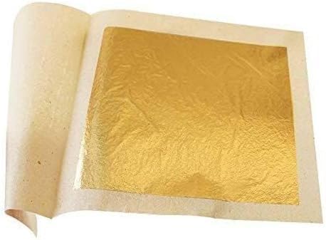 GSWC 24k Pure Edible Gold Vark Golden leaf 50MMx50MM Gold Foils 5 sheets for cake sweets ayurvedic medicine face treatment anti aging spa