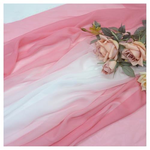 34 Colors 30D Gradient Chiffon Fabric by The Yard 1.4m/55in Wide Sold by The Meter for Summer Women's Skirt Clothing Handmade(Color:Light Pink Double-Sided Gradient)