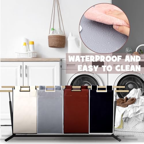 Bonuci 4 Pcs Laundry Sorter Replacement Bags Hamper Cart Removable Replacement Laundry Storage Organizer Bag Hamper Liner, No Hooks 14.76 x 8.66 x 21.65 Inch (Brown,Gray,White,Black) by Bonuci - Image 7