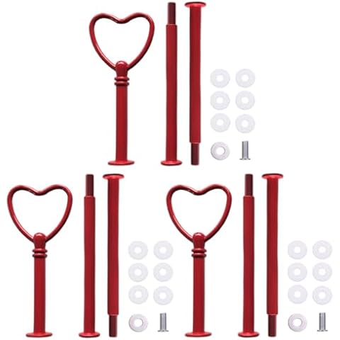 Loticy 3-Tier Cupcake Retro Golden Stand Hardware Fittings, Metal Mold Round Holder DIY Making for Fruit Plate Cake Stand Snack Tray Replacement Parts Tea Party Wedding Decor (3 Sets - Red Heart) Cover