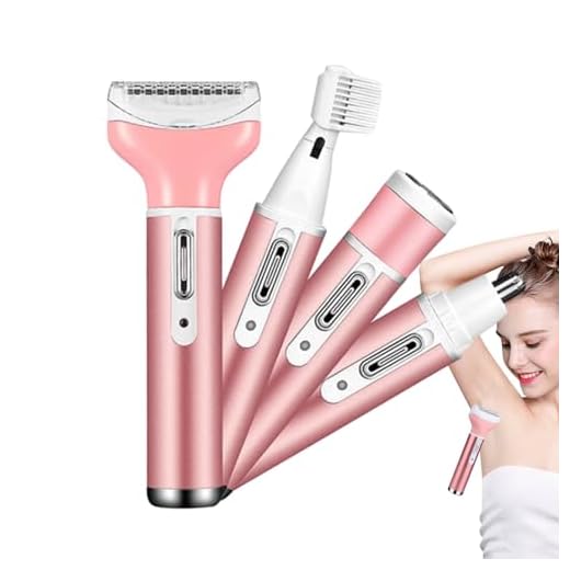 Depilação feminina,Máquina de barbear elétrica corporal - Aparador de cabelo 4 em 1, barbeador elétrico feminino para nariz, axilas, pernas, rosto e braços Kumprohu