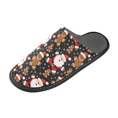 Slippers for Women Cookie Man Santa Claus Pattern Soft Winter Warm Shoes Indoor Outdoor Non-Slip House Travel Slippers2