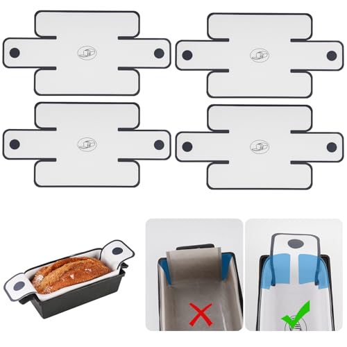 NiHome 4-Pack Silicone Bread Loaf Pan Liners Reusable and Nonstick Silicone Bread Sling Fit for 9x5 9.5x5 and 10x5 Inch Loaf Pans Dishwasher Safe Easy to Clean (White)