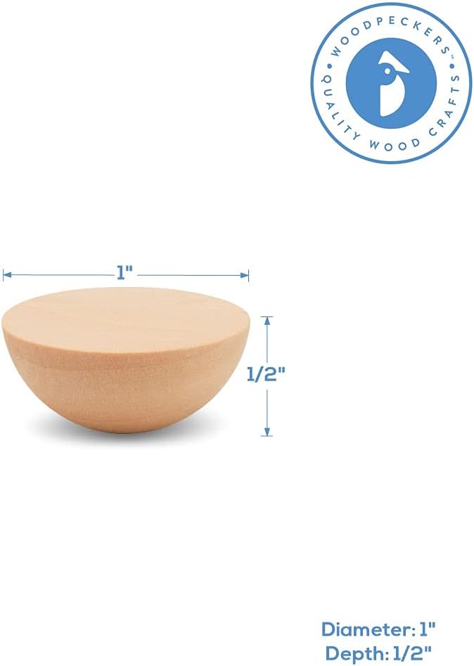 Wooden Split Balls 1 inch, Pack of 25 Wood Half Balls for Crafting and DIY Décor, by Woodpeckers - Image 2