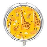 Schüchterne Giraffe Pillendose 3 Fächer Tablettenbox für Tasche Geldbörse Medizin Vitamin Organizer 5x5cm