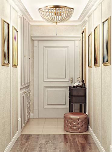 JONATHAN Y JYL9019A Allison 15" Wood Beaded/Metal LED Flush Mount, Contemporary, Transitional, for Bedroom, Livingroom, Office, Antiqued Gold - Image 4