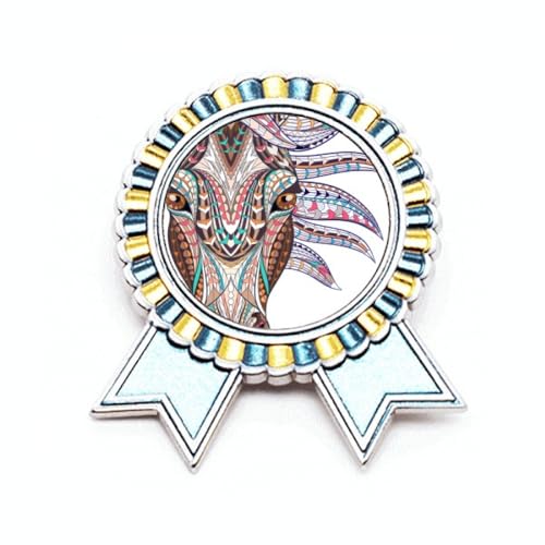 Broche cheval en métal multicolore pour personnaliser un manteau