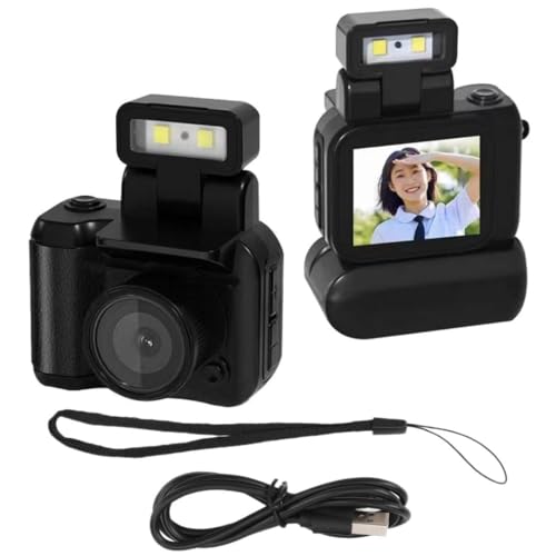 Jectse Piccola Videocamera DV 1080P HD, Videoregistratore DVR con Schermo a Colori da 1,44 Pollici con Custodia di Ricarica per Torcia, per Viaggi, Sport (BLACK)