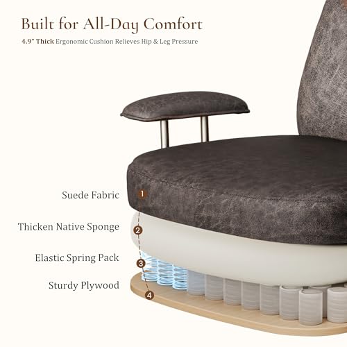 Image of EUREKA ERGONOMIC Home Office Desk Chairs, Ergonomic Computer Chair with High Back, Executive Office Chair with Lumbar Support, Spring Cushion Seat, Mid-Century Modern, Brown-Gray