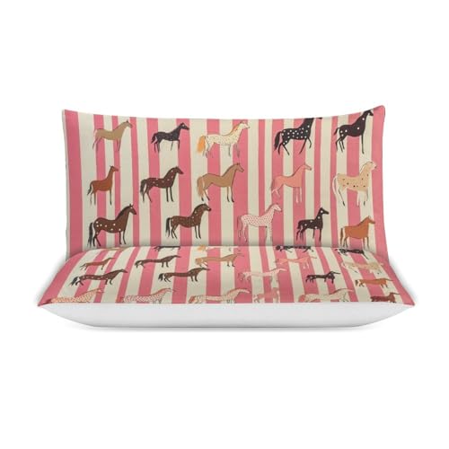 Juego de ropa de cama de caballos con cremallera y 2 fundas de almohada de microfibra suave 4