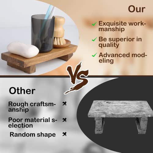 Debetool SD-02 Acacia Wood Riser Soap Tray,Wood Pedestal Soap Dish For Kitchen Counter Sink Stand,Natural Acacia Wooden Pedestal Tray For Bathroom Soap And Kitchen Soap Bottles,Plant thumb #2