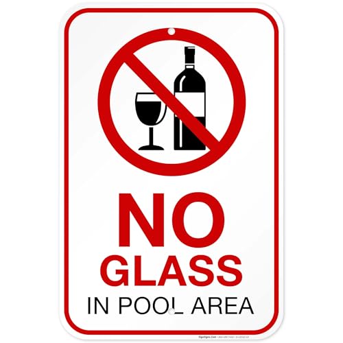 Señal Área de Piscina Sin Vidrio 12x18 pulgadas miniatura 1