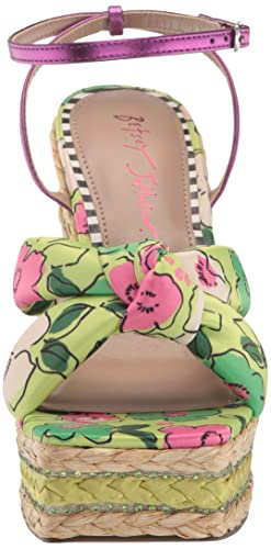 Betsey Johnson Women's Pansie Wedge Sandal, Yellow Multi, 9 #TOP1