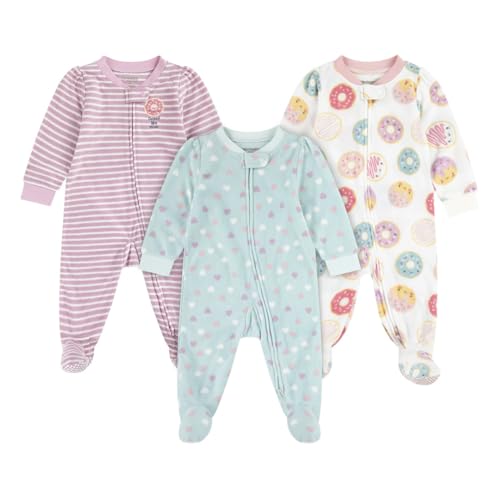 Combinaison avec pieds HUGGIES en lot de 3 pyjamas mixtes pour bébé