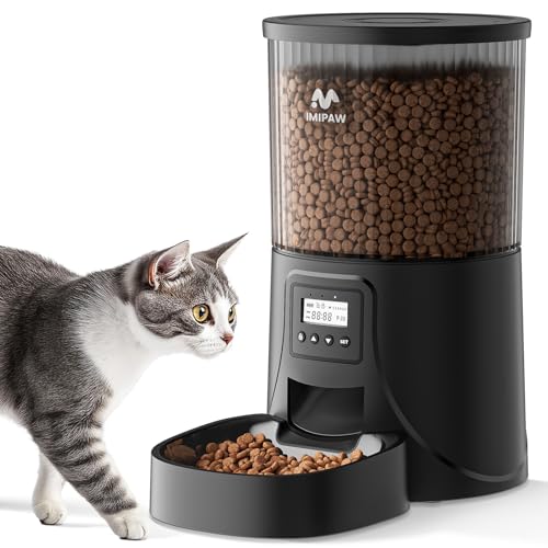 IMIPAW Distributeur Croquettes Chat Automatique - 4L Distributeur Croquettes Chats avec Minuterie...