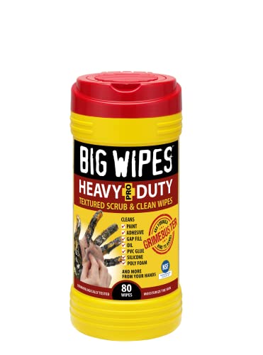 Big Wipes 60020046 Heavy Duty Industrial Textured Scrubbing Wipes, Red Top, Hard On Grease/Grime, Soft On Hands, 80 Count #TOP1