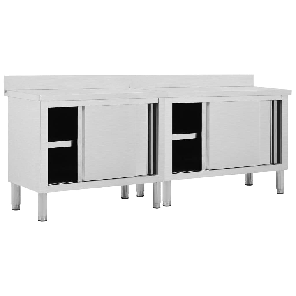 Armoire de travail en acier inoxydable 240 cm avec portes