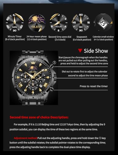 Image of OLEVS Watches for Men Analog Quartz Original Branded Mens Watch Chronograph Stainless Steel Chain 3ATM Waterproof Wrist Watch for Men