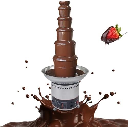 Electric Chocolate Fondue Fountain Machine, 4/5/6/7 Tier Stainless Steel Chocolate Cascade, Commercial Hot Chocolate Fondue Tower for Parties, Weddings, Birthdays - 4 Tier Design